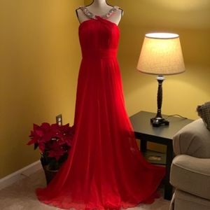 Max Duggal Strapless Evening Gown